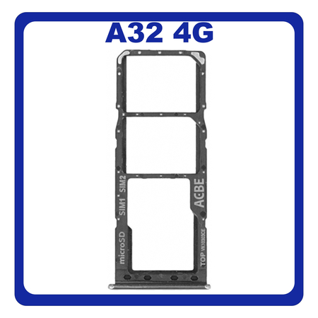 Γνήσια Original Samsung Galaxy A32 4G (SM-A325F, SM-A325F/DS, SM-A325M, SM-A325N) SIM Card Tray + Micro SD Tray Slot Υποδοχέας Βάση Θήκη Κάρτας SIM Awesome Black Μαύρο GH98-46409A (Service Pack By Samsung)