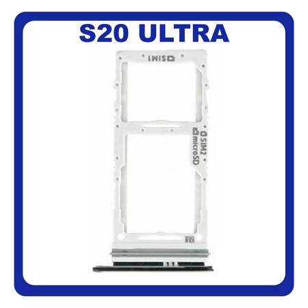 Γνήσια Original Samsung Galaxy S20 Ultra (SM-G988B/DS) Sim Card Tray Dual Sim Υποδοχέας Θήκης Κάρτας Sim Cosmic Black Μαύρο GH98-45080A (Service Pack By Samsung)