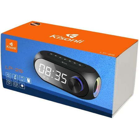 Speaker Kisonli lp-2s, Bluetooth, Clock, sd, fm, Aux, Rgb, Black - 22280