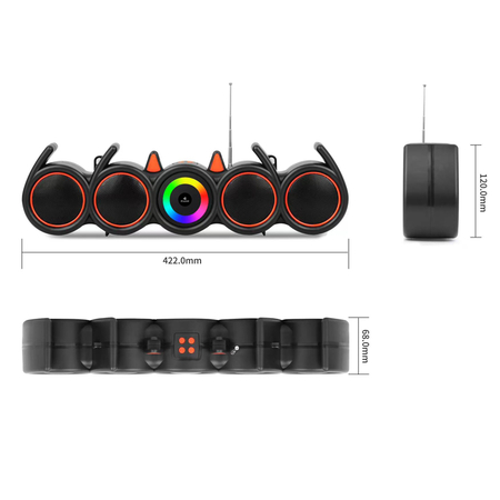 Ηχεἰο Kisonli led-918, Bluetooth, Usb, sd, Rgb, Aux, fm, Μαυρο - 22317
