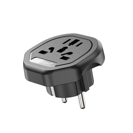 Αντάπτορας Earldom es-Sc26, Uk/us/au to eu Schuko, 250v, Universal, Μαυρο - 40523