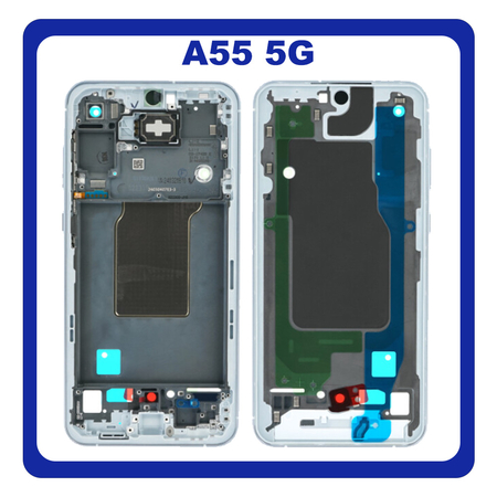 HQ OEM Συμβατό για Samsung Galaxy A55 5G (SM-A556V, SM-A556B) LCD Front Housing LCD Middle Frame Bezel Plate Μεσαίο Πλαίσιο Blue Ice Μπλε (Premium A+)