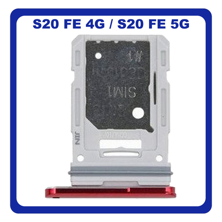 Γνήσια Original Samsung Galaxy S20 FE 4G (SM-G780F), Galaxy S20 FE 5G (SM-G781B) SIM Card Tray + Micro SD Tray Slot Υποδοχέας Βάση Θήκη Κάρτας SIM Cloud Red Κόκκινο GH98-46007E (Service Pack By Samsung)