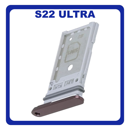 Γνήσια Original Samsung Galaxy S22 Ultra 5G (SM-S908B, SM-S908B/DS) Sim Card Tray Dual Sim Υποδοχέας Θήκης Κάρτας Sim Burgundy Μπορντό GH98-47138B (Service Pack By Samsung)