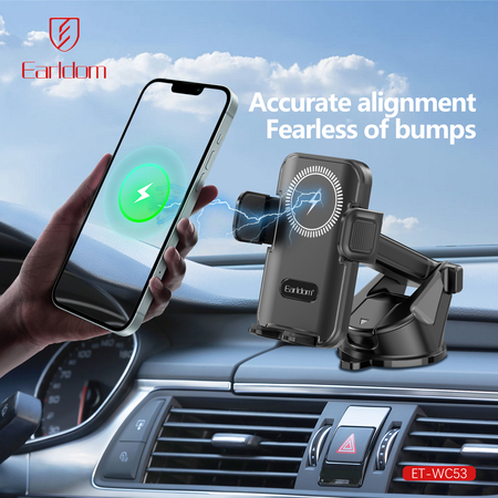 Universal Μαγνητική Βάση Στήριξης Κινητού Earldom et-Wc63, με Ασύρματη Φόρτιση, Μαύρο - 17907