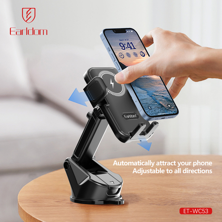 Universal Μαγνητική Βάση Στήριξης Κινητού Earldom et-Wc63, με Ασύρματη Φόρτιση, Μαύρο - 17907