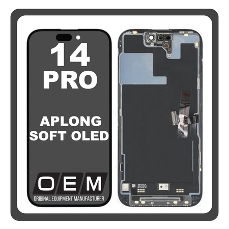 HQ OEM Συμβατό Με Apple iPhone 14 Pro (A2890, A2650) APLONG SOFT OLED LCD Display Screen Assembly Οθόνη + Touch Screen Digitizer Μηχανισμός Αφής Diagnosable​ Black Μαύρο (Premium A+) (Lifetime Warranty Για Συνεργατες B2B)