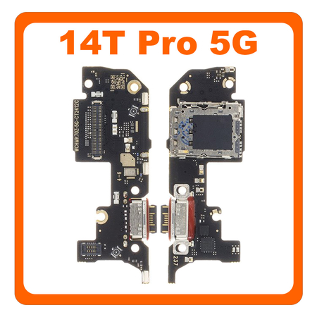 HQ OEM Συμβατό Με Xiaomi 14T Pro 5G (2407FPN8EG) USB Type-C Charging Dock Connector Flex Sub Board, Καλωδιοταινία Υπό Πλακέτα Φόρτισης + Microphone Μικρόφωνο + Sim Reader Αναγνώστης Κάρτας Sim (Premium A+)