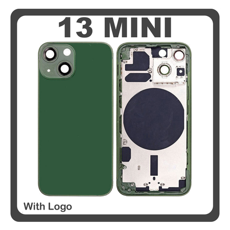 HQ OEM Συμβατό Για Apple iPhone 13 Mini (A2628, A2481) EU Version Rear Back Battery Cover Middle Frame- Housing Πίσω Κάλυμμα Καπάκι Πλάτη Μπαταρίας - Σασί + Side Keys Πλαινά πλήκτρα  + Sim Tray Θήκη Κάρτας Green Πράσινο (Premium A+)