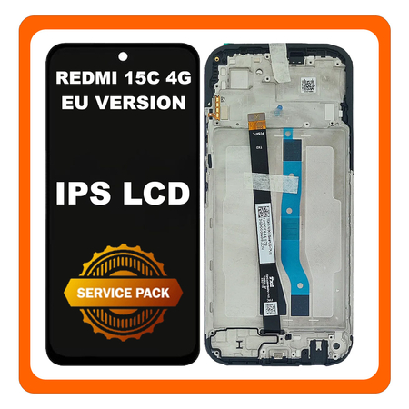 Γνήσια Original Xiaomi Redmi 15C 4G (25078RA3EA, 25078RA3EL) EU Version IPS LCD Display Screen Assembly Οθόνη + Touch Screen Digitizer Μηχανισμός Αφής + Frame Bezel Πλαίσιο Σασί Black Μαύρο 560002P15AE00 (Service Pack By Xiaomi)