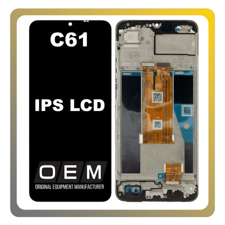 HQ OEM Συμβατό Με Realme C61 (RMX3939, RMX3930) IPS LCD Display Screen Assembly Οθόνη + Touch Screen Digitizer Μηχανισμός Αφής + Frame Bezel Πλαίσιο Σασί Black Μαύρο (Premium A+)