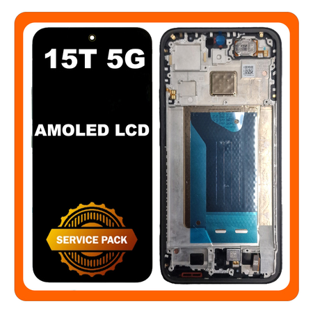 Γνήσια Original Xiaomi 15T 5G (25069PTEBG) AMOLED LCD Display Screen Assembly Οθόνη + Touch Screen Digitizer Μηχανισμός Αφής + Frame Bezel Πλαίσιο Σασί Black Μαύρο 5600010O12A00 (Service Pack By Xiaomi)