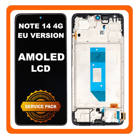Γνήσια Original Xiaomi Redmi Note 14 4G (24117RN76E) EU Version AMOLED LCD Display Screen Assembly Οθόνη + Touch Screen Digitizer Μηχανισμός Αφής + Frame Bezel Πλαίσιο Σασί Black Μαύρο 56000700O7E00 (Service Pack By Xiaomi)