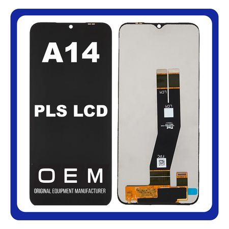 HQ OEM Συμβατό Με Samsung Galaxy A14 4G, Galaxy A 14 (SM-A145P, SM-A145R) Black Flex PLS LCD Display Screen Assembly Οθόνη + Touch Screen Digitizer Μηχανισμός Αφής Black Μαύρο (Premium A+)