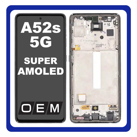 HQ OEM Συμβατό Με Samsung Galaxy A52s 5G (SM-A528B, SM-A528B/DS) Super AMOLED LCD Display Screen Assembly Οθόνη + Touch Screen Digitizer Μηχανισμός Αφής + Frame Bezel Πλαίσιο Σασί Black Μαύρο (Premium A+)