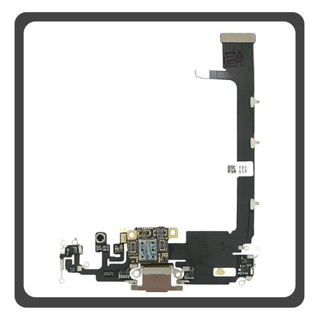 Original For Γνήσιο Για iPhone 11 Pro (A2215, A2160) Charging Dock Connector Lightning Flex With Board Καλωδιοταινία Κονέκτορας Φόρτισης + Microphone Μικρόφωνο Gold Χρυσό (Pulled)