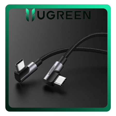 UGREEN US323 Braided Καλώδιο Φόρτισης 60W USB-C to USB-C 3Α Angled Γωνιακό Fast Charging Cable 1m Black