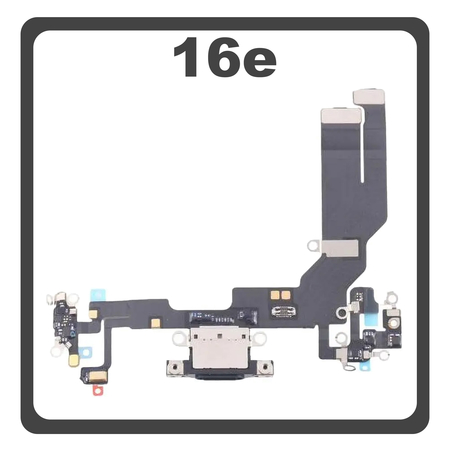 Γνήσια Original For Apple iPhone 16e, (A3212, A3409) Charging Dock Connector Type C Flex Καλωδιοταινία Κονέκτορας Φόρτισης + Microphone Μικρόφωνο Black Μαύρο Pulled