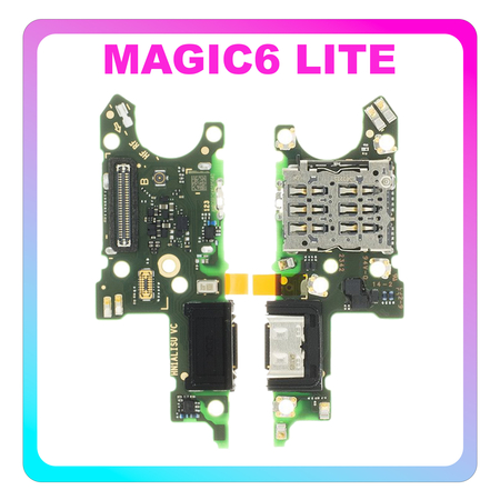 Γνήσια Original Honor Magic6 Lite (ALI-NX3) Type-C Charging Dock Connector Flex Sub Board, Καλωδιοταινία Υπό Πλακέτα Φόρτισης + Microphone Μικρόφωνο + Sim Reader H0235AHJH (Service Pack By Honor)