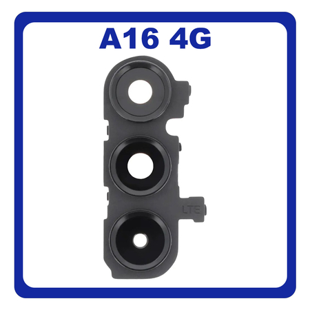 Γνήσια Original Samsung Galaxy A16 4G (SM-A165F, SM-A165F/DS) Deco Camera Frame + Camera Lens Πίσω Πλαίσιο Κάμερας + Τζαμάκι Πίσω Κάμερας Black Μαύρο GH98-49836A (Service Pack By Samsung)