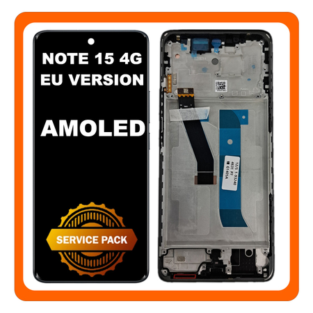 Γνήσια Original Xiaomi Redmi Note 15 4G (2510DRA23E) EU Version AMOLED LCD Display Screen Assembly Οθόνη + Touch Screen Digitizer Μηχανισμός Αφής + Frame Bezel Πλαίσιο Σασί Black Μαύρο 560006000P700 (Service Pack By Xiaomi)