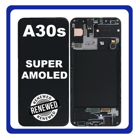 Γνήσια Original Samsung Galaxy A30s (SM-A307F, SM-A307FN,) Super AMOLED LCD Display Screen Assembly Οθόνη + Touch Screen Digitizer Μηχανισμός Αφής + Frame Bezel Πλαίσιο Σασί Black Μαύρο GH82-21190A (Renewed)