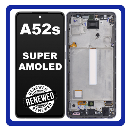 Γνήσια Original Samsung Galaxy A52s 5G (SM-A528B, SM-A528B/DS) Super AMOLED LCD Display Screen Assembly Οθόνη + Touch Screen Digitizer Μηχανισμός Αφής + Frame Bezel Πλαίσιο Σασί Black Μαύρο GH82-26861A (Renewed)
