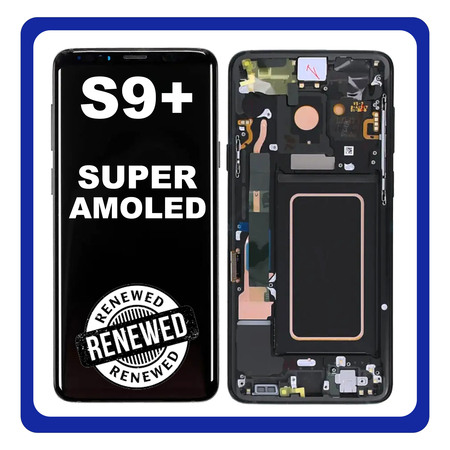 Γνήσια Original Samsung Galaxy S9 Plus (SM-G965F) Οθόνη LCD Display Screen + Touch Screen DIgitizer Μηχανισμός Αφής + Frame Πλαίσιο Black GH97-21691A (Renewed)
