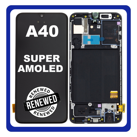 Γνήσια Original Samsung Galaxy A40 2019 (SM-A405F) Οθόνη LCD Display Screen + Touch Screen DIgitizer Μηχανισμός Αφής + Frame Πλαίσιο Black Μαύρο GH82-19672A (Renewed)