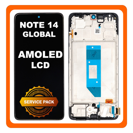 Γνήσια Original Xiaomi Redmi Note 14 4G (24117RN76G, 24117RN76O) AMOLED LCD Display Screen Assembly Οθόνη + Touch Screen Digitizer Μηχανισμός Αφής + Frame Bezel Πλαίσιο Σασί Black Μαύρο 560001000O700 (Service Pack By Xiaomi)