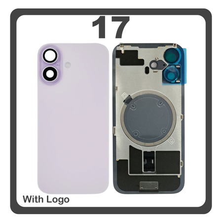 HQ OEM Συμβατό Με Apple 17 (A3520, A3258) Rear Back Battery Cover Πίσω Κάλυμμα Καπάκι Πλάτη Μπαταρίας + Metal Plate + Camera Lens Τζαμάκι Κάμερας Purple Μωβ (Premium A+)