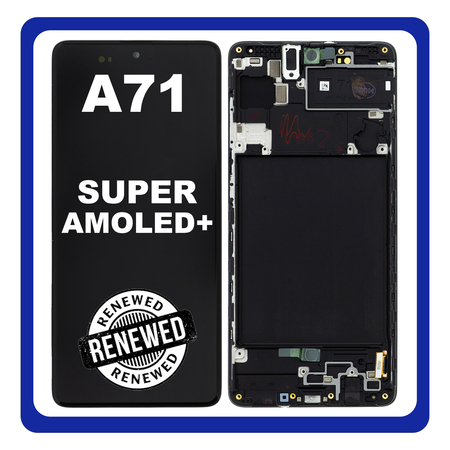 Γνήσια Original Samsung Galaxy A71 2020 A715 (SM-A715F) Super AMOLED Plus Οθόνη LCD Display Screen + Touch Screen DIgitizer Μηχανισμός Αφής + Frame Πλαίσιο Black Μαύρο GH82-22152A GH82-22248A (Renewed)