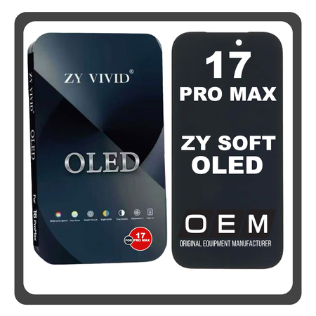 HQ OEM Συμβατό Με Apple iPhone 17 Pro Max, iPhone 17Pro Max (A3526, A3257) ZY SOFT OLED Display Screen Assembly Οθόνη + Touch Screen Digitizer Μηχανισμός Αφής Black Μαύρο (Premium A+)
