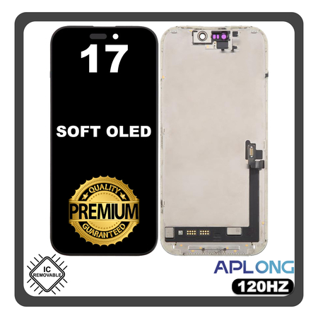 HQ OEM Συμβατό Με Apple iPhone 17 (A3520, A3258) Aplong SOFT OLED Display Screen Assembly Οθόνη + Touch Screen Digitizer Μηχανισμός Αφής With Removable IC 120Hz Black Μαύρο (Lifetime Warranty Για Συνεργατες B2B)