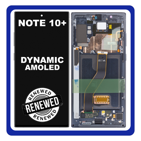 Γνήσια Original Samsung Galaxy Note 10+ Plus SM-N975F N975 Οθόνη AMOLED LCD Display Assembly Screen + Touch DIgitizer Μηχανισμός Αφής + Frame Bezel Πλαίσιο Σασί Black Μαύρο GH82-20838A GH82-20900A (Renewed)