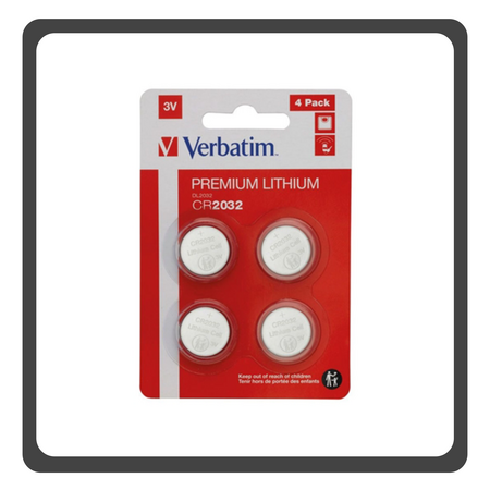 Verbatim CR2032 3V Premium Lithium Battery (Pack of 4) 023942495321