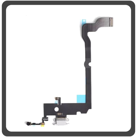 HQ OEM Apple iPhone XS (A2097, A1920, A2100) Charging Dock Connector Lightning Flex Καλωδιοταινία Κονέκτορας Φόρτισης + Microphone Μικρόφωνο Gray