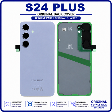 Γνήσια Original Samsung Galaxy S24 Plus, S24+ (SM-S926B, SM-S926B/DS) Rear Back Battery Cover Πίσω Κάλυμμα Καπάκι Μπαταρίας + Camera Lens Τζαμάκι Κάμερας Sapphire Blue Μπλε GH82-33275F (Service Pack By Samsung)