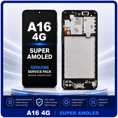 Γνήσια Original Samsung Galaxy A16 4G (SM-A165F, SM-A165F/DS) Super AMOLED LCD Οθόνη + Touch Screen Digitizer + Frame Bezel Black Μαύρο GH82-36253A (Service Pack By Samsung)