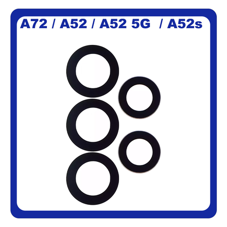HQ OEM Samsung Galaxy A52 (SM-A525), A52 5G (SM-A526), A72 (SM-A725), A52s (SM-A528) Rear Back Camera Glass Lens Set With Adhesive, Σετ Πίσω Τζαμάκια Κάμερας (Premium A+)