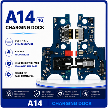 Γνήσια Original Samsung Galaxy A14 4G, (SM-A145F, SM-A145F/DSN) USB Type-C Charging Dock Connector Flex Sub Board, Καλωδιοταινία Υπό Πλακέτα Φόρτισης + Microphone Μικρόφωνο + Audio Jack Θύρα Ακουστικών GH81-23515A (Service Pack By Samsung)