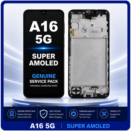 Γνήσια Original Samsung Galaxy A16 5G (SM-A166B, SM-A166B/DS) Super AMOLED LCD Οθόνη + Touch Screen Digitizer + Frame Bezel Black Μαύρο GH82-36143A (Service Pack By Samsung)